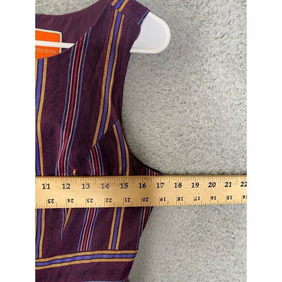 Modcloth womens Aline purple striped knee length dress belted round neck M - Picture 10 of 10